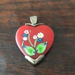 Charm glass blown heart with flowers